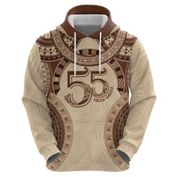 Bula Fiji Day 55th Anniversary Masi Tapa Hoodie Emerald Jubilee - Beige - Polynesian Pride