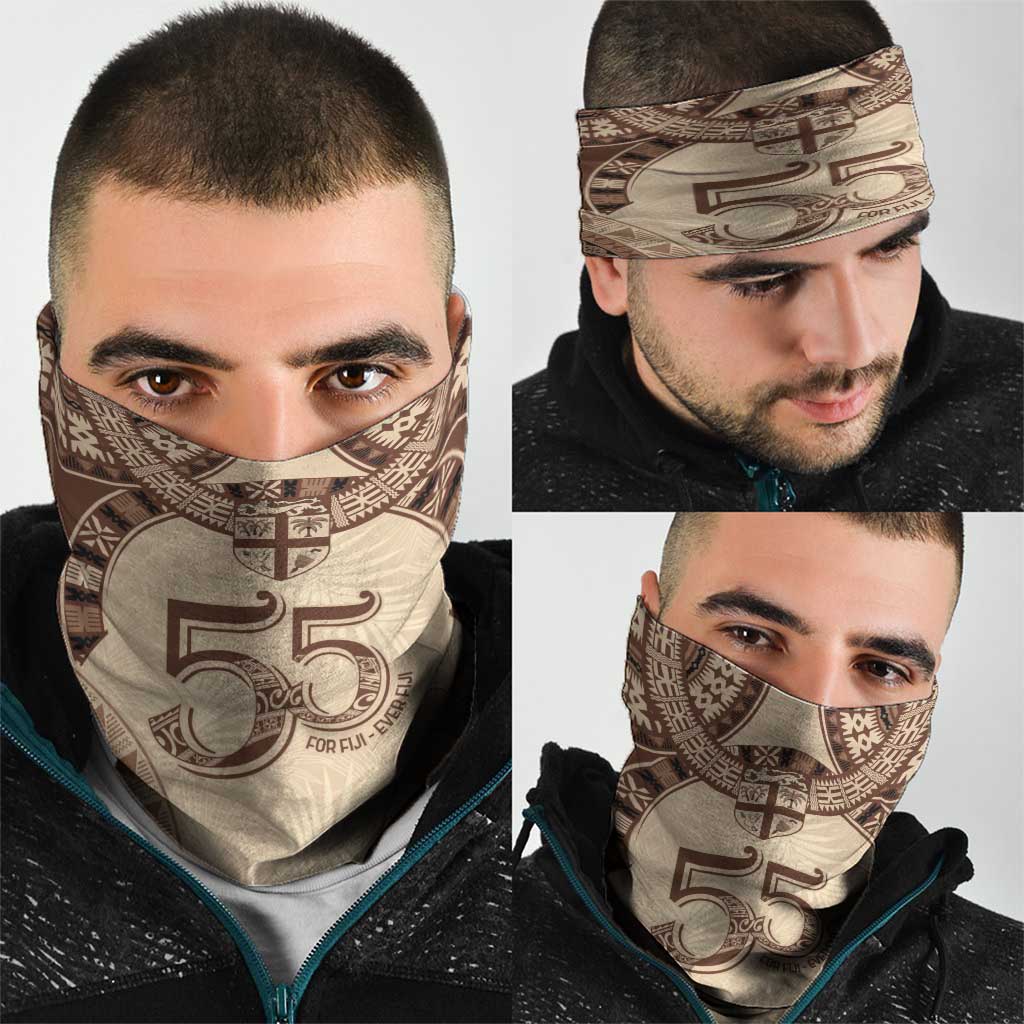 Bula Fiji Day 55th Anniversary Masi Tapa Neck Gaiter Emerald Jubilee - Beige LT7