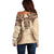 Bula Fiji Day 55th Anniversary Masi Tapa Off Shoulder Sweater Emerald Jubilee - Beige - Polynesian Pride