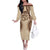 Bula Fiji Day 55th Anniversary Masi Tapa Off The Shoulder Long Sleeve Dress Emerald Jubilee - Beige - Polynesian Pride