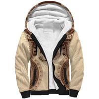 Bula Fiji Day 55th Anniversary Masi Tapa Sherpa Hoodie Emerald Jubilee - Beige - Polynesian Pride