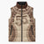 Bula Fiji Day 55th Anniversary Masi Tapa Sleeveless Puffer Jacket Emerald Jubilee - Beige - Polynesian Pride