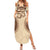 Bula Fiji Day 55th Anniversary Masi Tapa Summer Maxi Dress Emerald Jubilee - Beige - Polynesian Pride