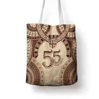 Bula Fiji Day 55th Anniversary Masi Tapa Tote Bag Emerald Jubilee - Beige - Polynesian Pride