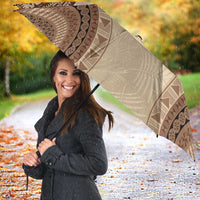 Bula Fiji Day 55th Anniversary Masi Tapa Umbrella Emerald Jubilee - Beige - Polynesian Pride