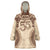 Bula Fiji Day 55th Anniversary Masi Tapa Wearable Blanket Hoodie Emerald Jubilee - Beige - Polynesian Pride