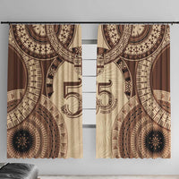 Bula Fiji Day 55th Anniversary Masi Tapa Window Curtain Emerald Jubilee - Beige - Polynesian Pride