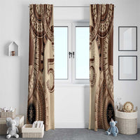 Bula Fiji Day 55th Anniversary Masi Tapa Window Curtain Emerald Jubilee - Beige - Polynesian Pride