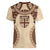 Bula Fiji Day 55th Anniversary Masi Tapa Women V-Neck T-Shirt Emerald Jubilee - Beige - Polynesian Pride