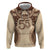 Bula Fiji Day 55th Anniversary Masi Tapa Zip Hoodie Emerald Jubilee - Beige - Polynesian Pride