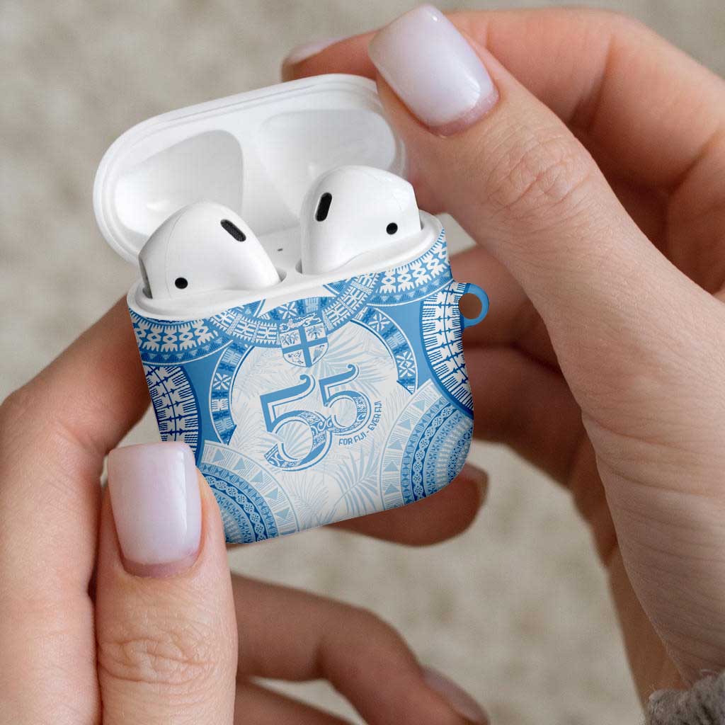 Bula Fiji Day 55th Anniversary Masi Tapa AirPods Case Emerald Jubilee - Turquoise - Polynesian Pride