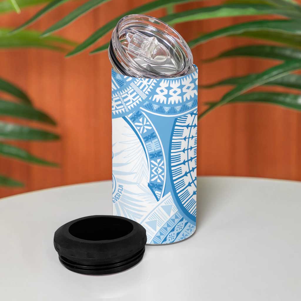 Bula Fiji Day 55th Anniversary Masi Tapa 4 in 1 Can Cooler Tumbler Emerald Jubilee - Turquoise - Polynesian Pride