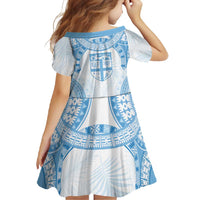 Bula Fiji Day 55th Anniversary Masi Tapa Family Matching Off Shoulder Maxi Dress and Hawaiian Shirt Emerald Jubilee - Turquoise - Polynesian Pride