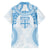 Bula Fiji Day 55th Anniversary Masi Tapa Family Matching Off Shoulder Short Dress and Hawaiian Shirt Emerald Jubilee - Turquoise - Polynesian Pride