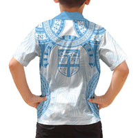 Bula Fiji Day 55th Anniversary Masi Tapa Family Matching Puletasi and Hawaiian Shirt Emerald Jubilee - Turquoise LT7 - Polynesian Pride