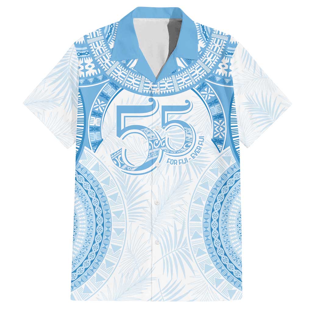Bula Fiji Day 55th Anniversary Masi Tapa Family Matching Puletasi and Hawaiian Shirt Emerald Jubilee - Turquoise LT7 Dad's Shirt - Short Sleeve Turquoise - Polynesian Pride