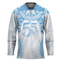 Bula Fiji Day 55th Anniversary Masi Tapa Hockey Jersey Emerald Jubilee - Turquoise - Polynesian Pride