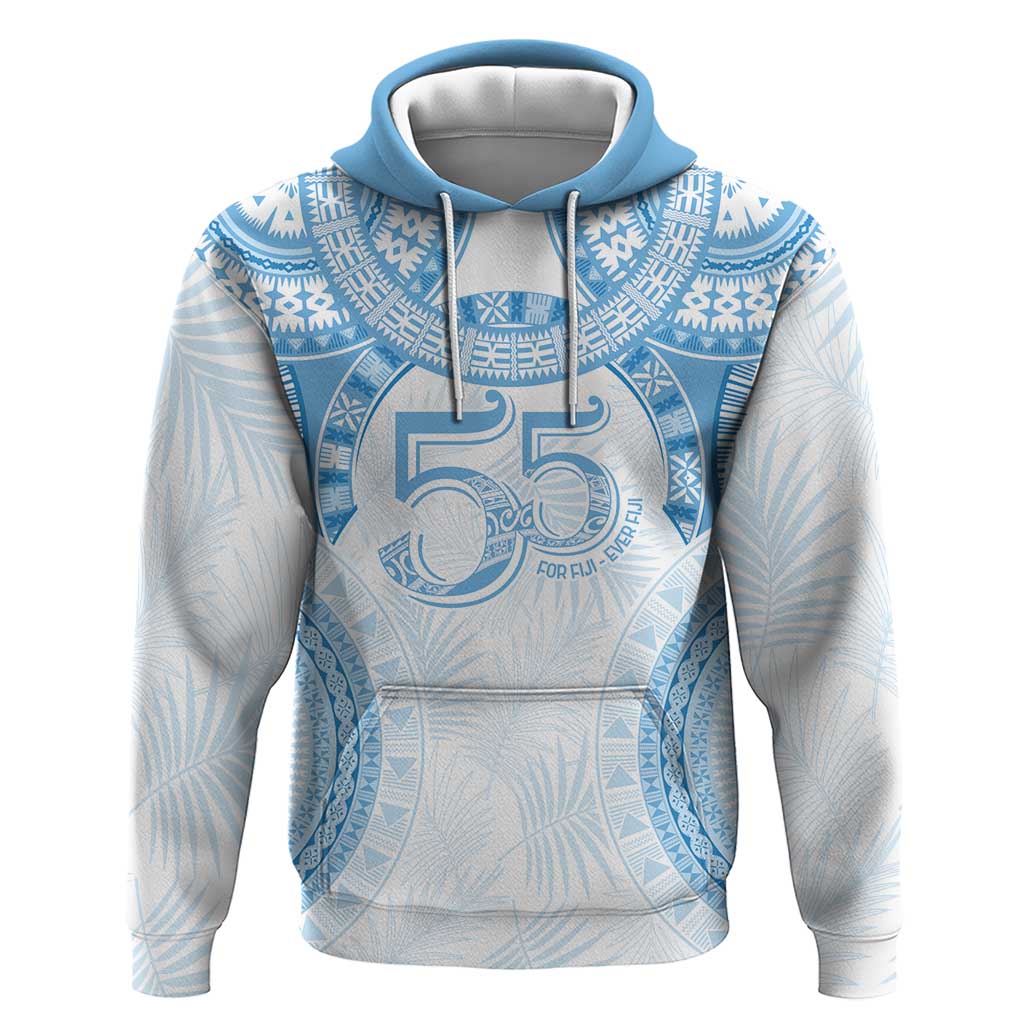 Bula Fiji Day 55th Anniversary Masi Tapa Hoodie Emerald Jubilee - Turquoise - Polynesian Pride