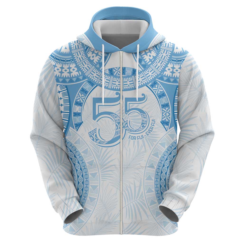 Bula Fiji Day 55th Anniversary Masi Tapa Hoodie Emerald Jubilee - Turquoise - Polynesian Pride