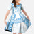 Bula Fiji Day 55th Anniversary Masi Tapa Kid Short Sleeve Dress Emerald Jubilee - Turquoise - Polynesian Pride