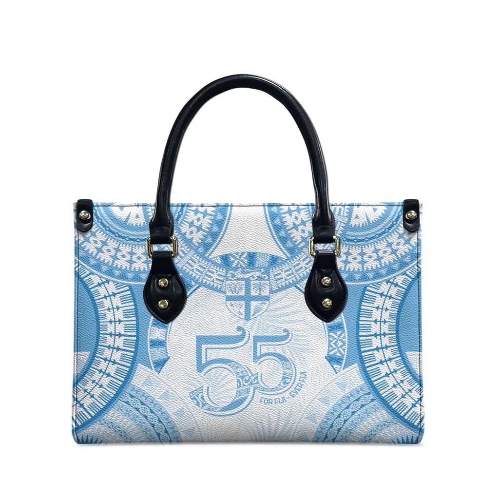 Bula Fiji Day 55th Anniversary Masi Tapa Leather Bag Emerald Jubilee - Turquoise - Polynesian Pride
