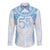 Bula Fiji Day 55th Anniversary Masi Tapa Long Sleeve Button Shirt Emerald Jubilee - Turquoise - Polynesian Pride