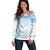 Bula Fiji Day 55th Anniversary Masi Tapa Off Shoulder Sweater Emerald Jubilee - Turquoise - Polynesian Pride
