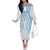Bula Fiji Day 55th Anniversary Masi Tapa Off The Shoulder Long Sleeve Dress Emerald Jubilee - Turquoise - Polynesian Pride