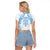 Bula Fiji Day 55th Anniversary Masi Tapa Raglan Cropped T Shirt Emerald Jubilee - Turquoise - Polynesian Pride