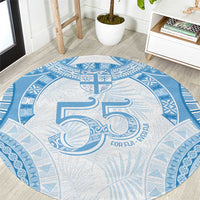 Bula Fiji Day 55th Anniversary Masi Tapa Round Carpet Emerald Jubilee - Turquoise - Polynesian Pride