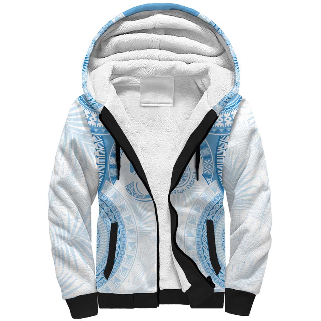 Bula Fiji Day 55th Anniversary Masi Tapa Sherpa Hoodie Emerald Jubilee - Turquoise - Polynesian Pride