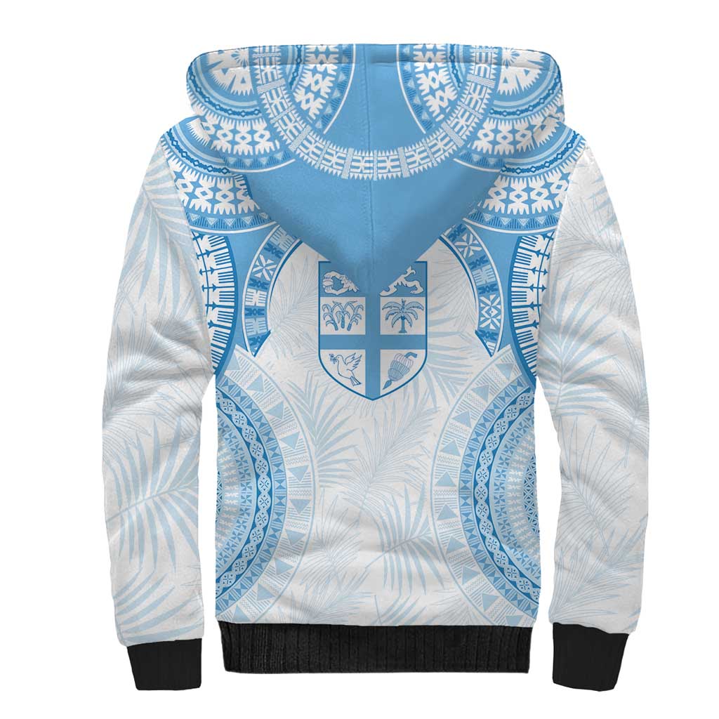 Bula Fiji Day 55th Anniversary Masi Tapa Sherpa Hoodie Emerald Jubilee - Turquoise - Polynesian Pride