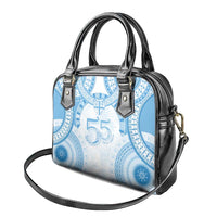 Bula Fiji Day 55th Anniversary Masi Tapa Shoulder Handbag Emerald Jubilee - Turquoise - Polynesian Pride