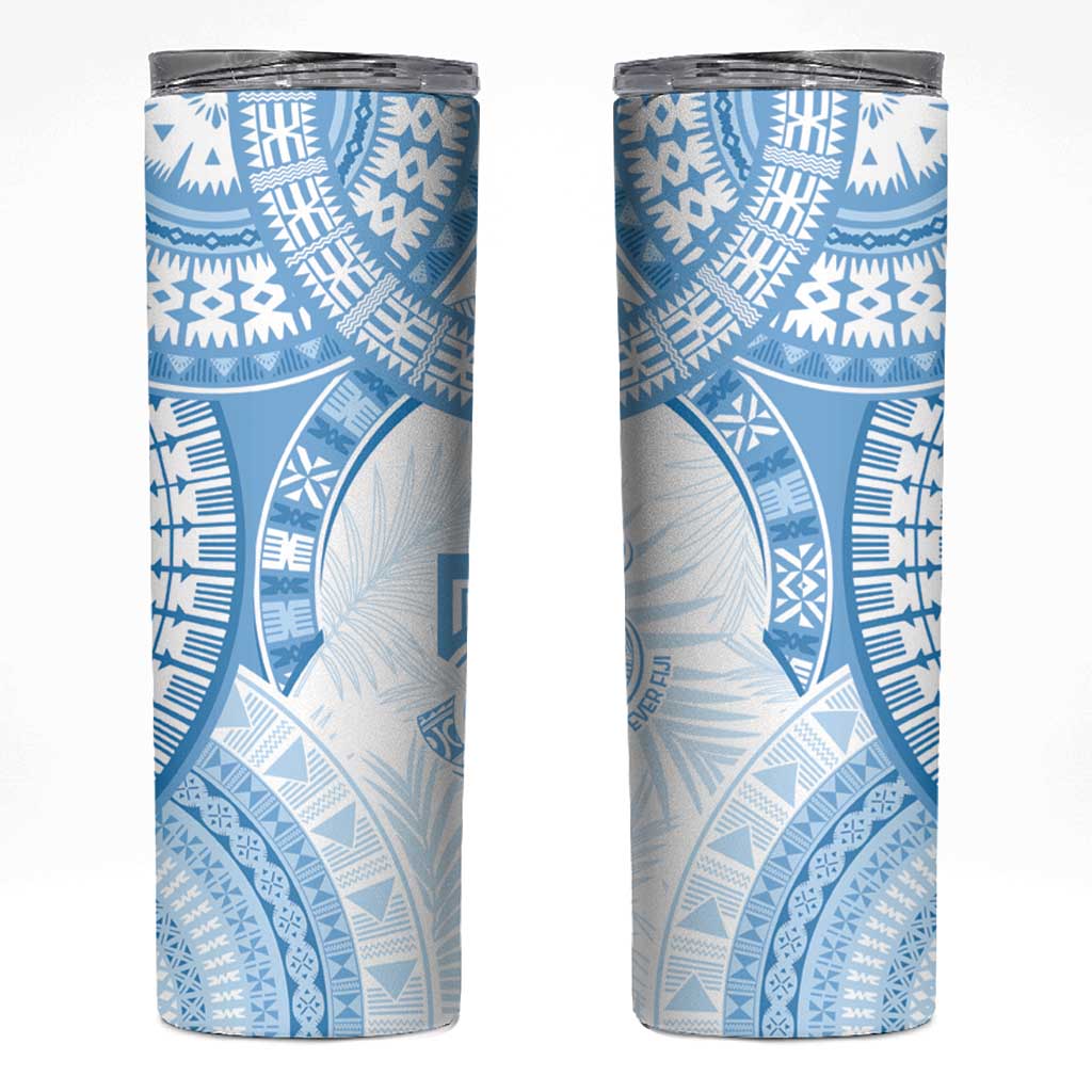 Bula Fiji Day 55th Anniversary Masi Tapa Skinny Tumbler Emerald Jubilee - Turquoise - Polynesian Pride