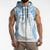 Bula Fiji Day 55th Anniversary Masi Tapa Sleeveless Zip Hoodie Emerald Jubilee - Turquoise - Polynesian Pride