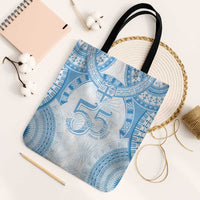 Bula Fiji Day 55th Anniversary Masi Tapa Tote Bag Emerald Jubilee - Turquoise - Polynesian Pride