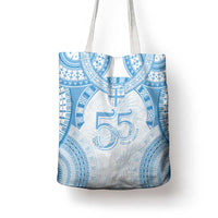 Bula Fiji Day 55th Anniversary Masi Tapa Tote Bag Emerald Jubilee - Turquoise - Polynesian Pride