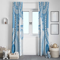 Bula Fiji Day 55th Anniversary Masi Tapa Window Curtain Emerald Jubilee - Turquoise - Polynesian Pride