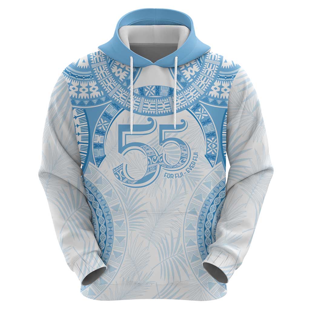 Bula Fiji Day 55th Anniversary Masi Tapa Zip Hoodie Emerald Jubilee - Turquoise - Polynesian Pride