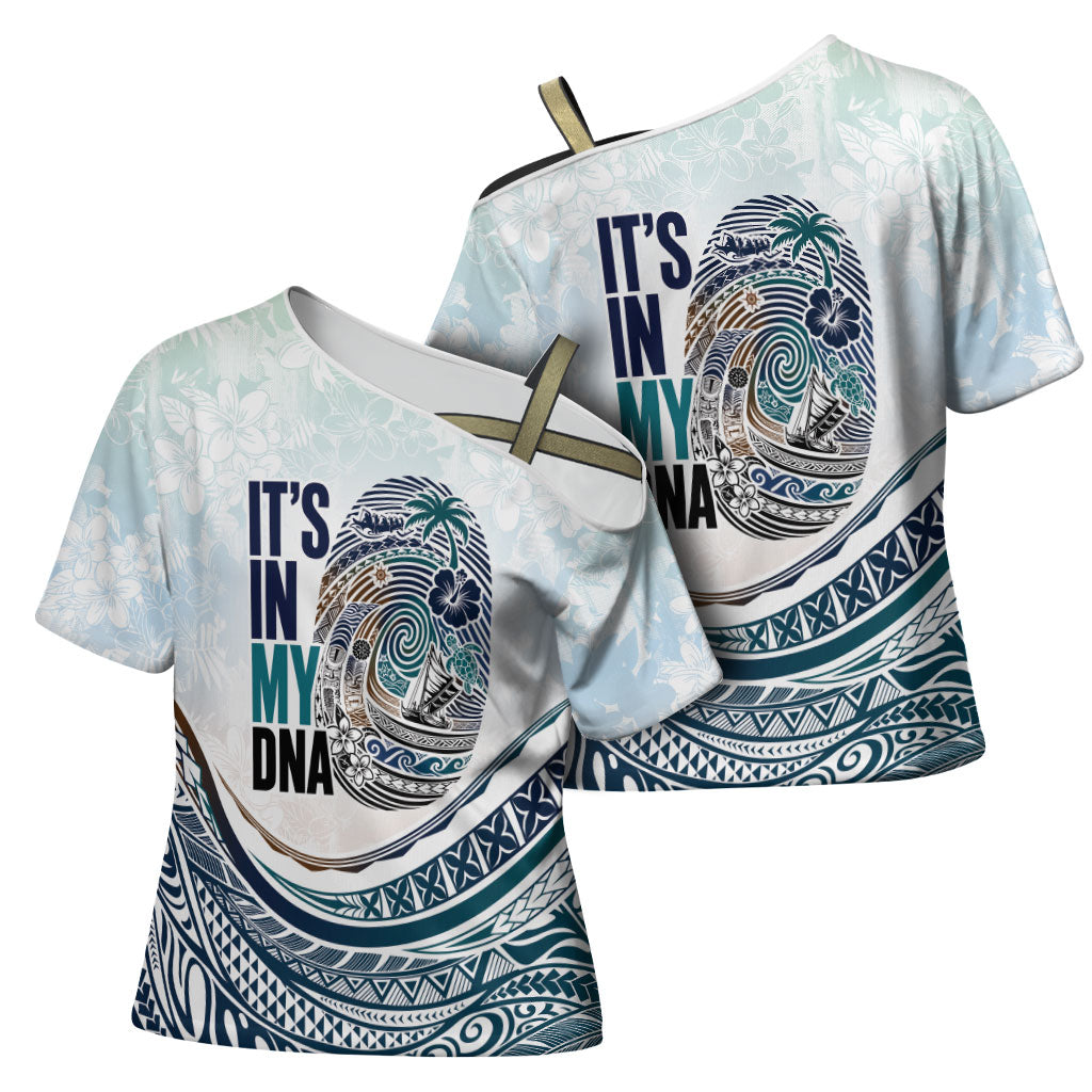 Pasifika It's In My DNA Cross Shoulder Shirt Islands Pride LT7 - Polynesian Pride