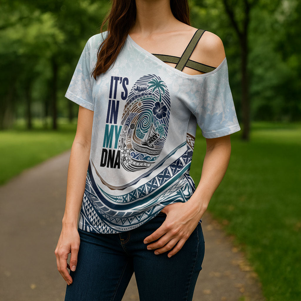 Pasifika It's In My DNA Cross Shoulder Shirt Islands Pride LT7 - Polynesian Pride