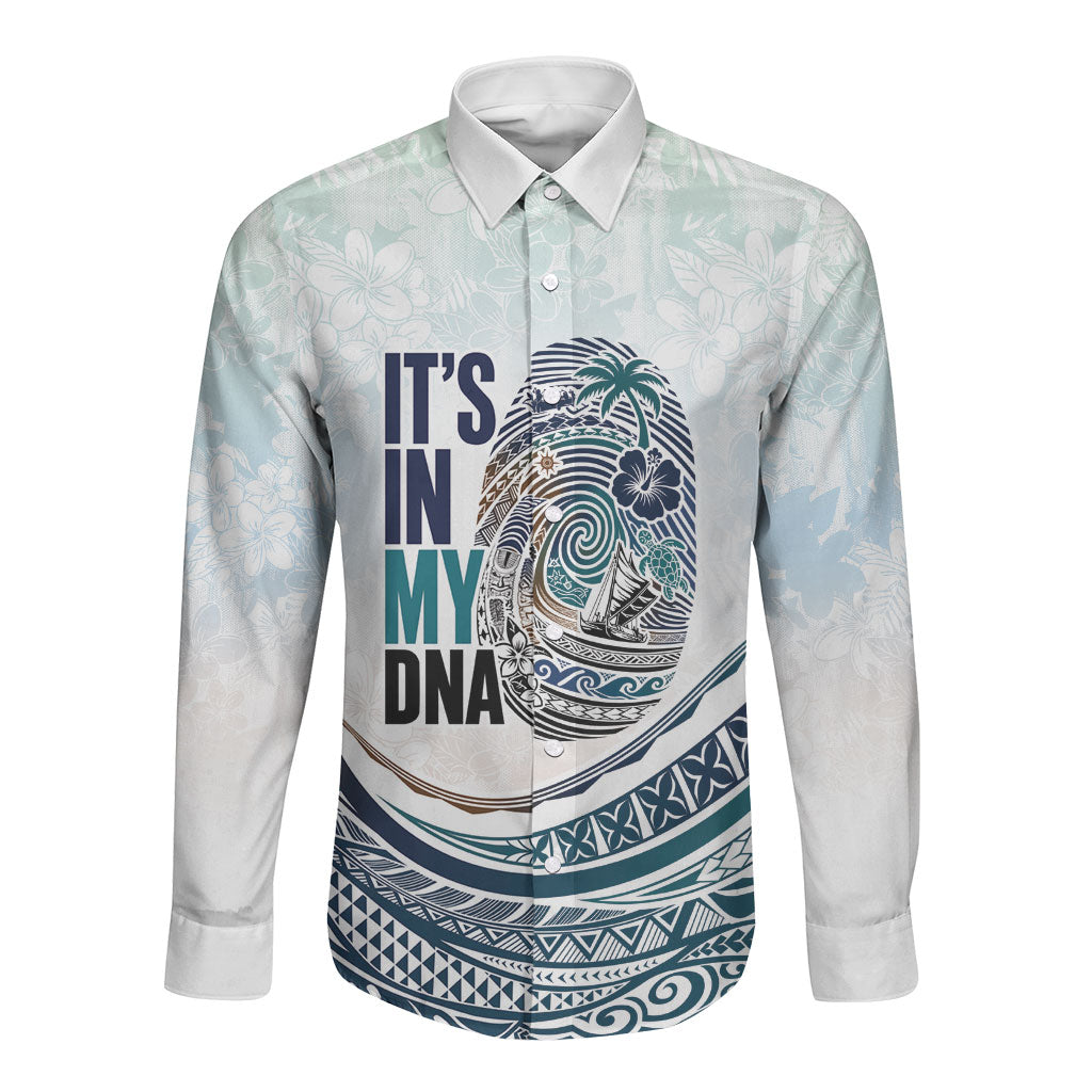 Pasifika It's In My DNA Long Sleeve Button Shirt Islands Pride LT7 Unisex White - Polynesian Pride