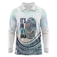 Pasifika It's In My DNA Long Sleeve Polo Shirt Islands Pride LT7 White - Polynesian Pride