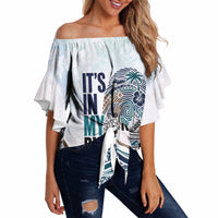 Pasifika It's In My DNA Off Shoulder Wrap Waist Top Islands Pride LT7 White - Polynesian Pride