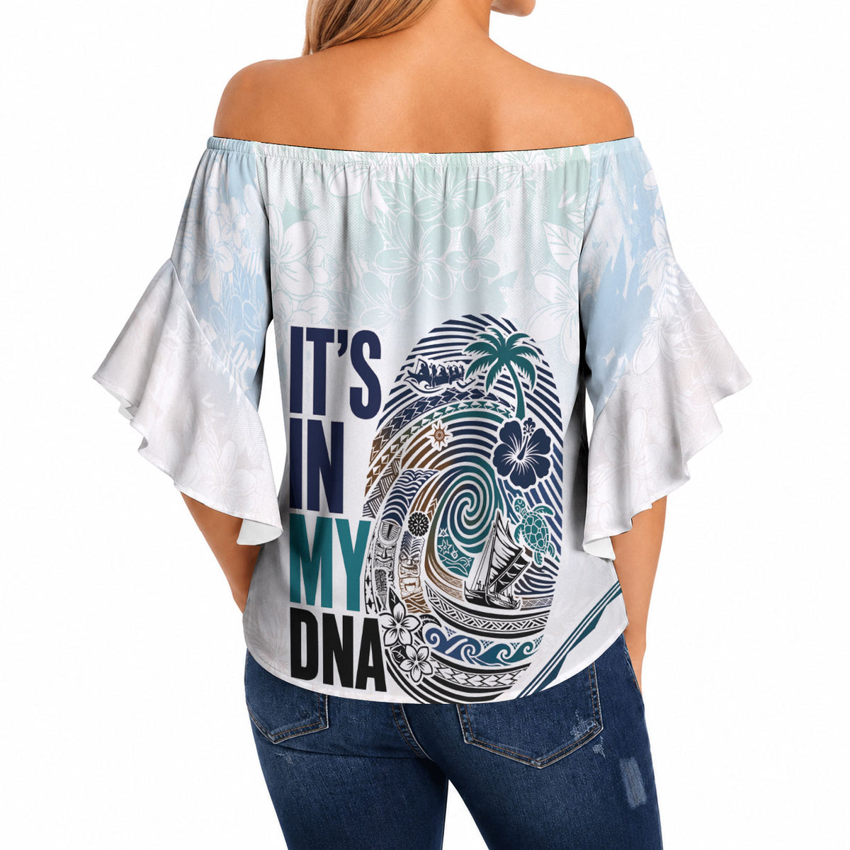 Pasifika It's In My DNA Off Shoulder Wrap Waist Top Islands Pride LT7 - Polynesian Pride