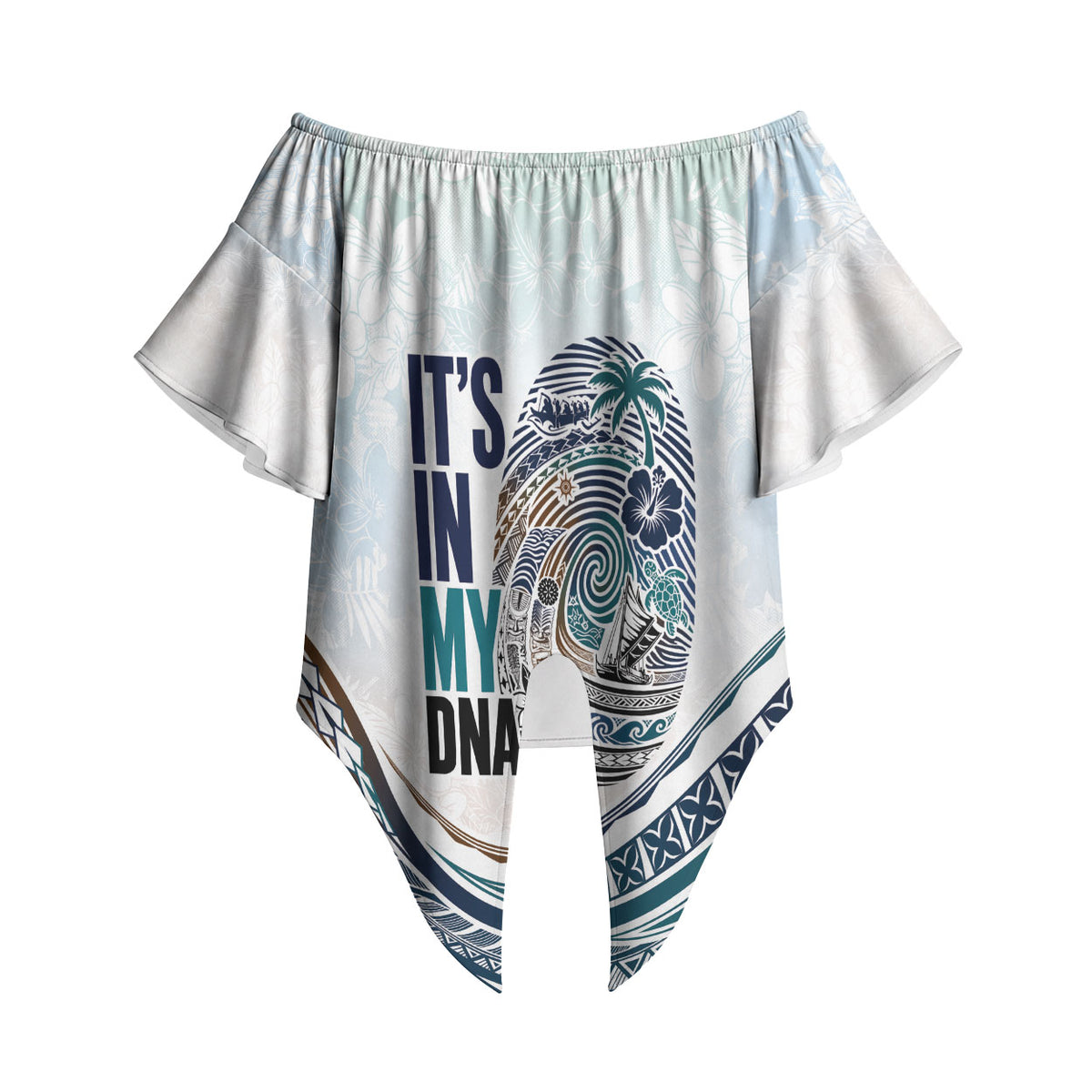 Pasifika It's In My DNA Off Shoulder Wrap Waist Top Islands Pride LT7 - Polynesian Pride