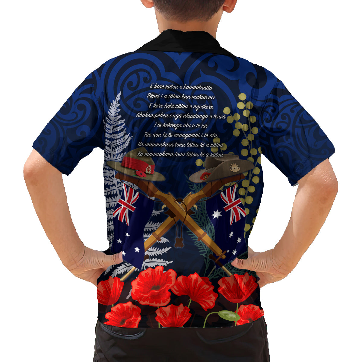 Anzac Day Aussie Mix Maori In Memories Family Matching Off Shoulder Long Sleeve Dress and Hawaiian Shirt LT7 - Polynesian Pride