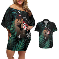 Maori Hongi Valentine Couples Matching Off Shoulder Short Dress and Hawaiian Shirt Aroha Ahau Ki A Koe