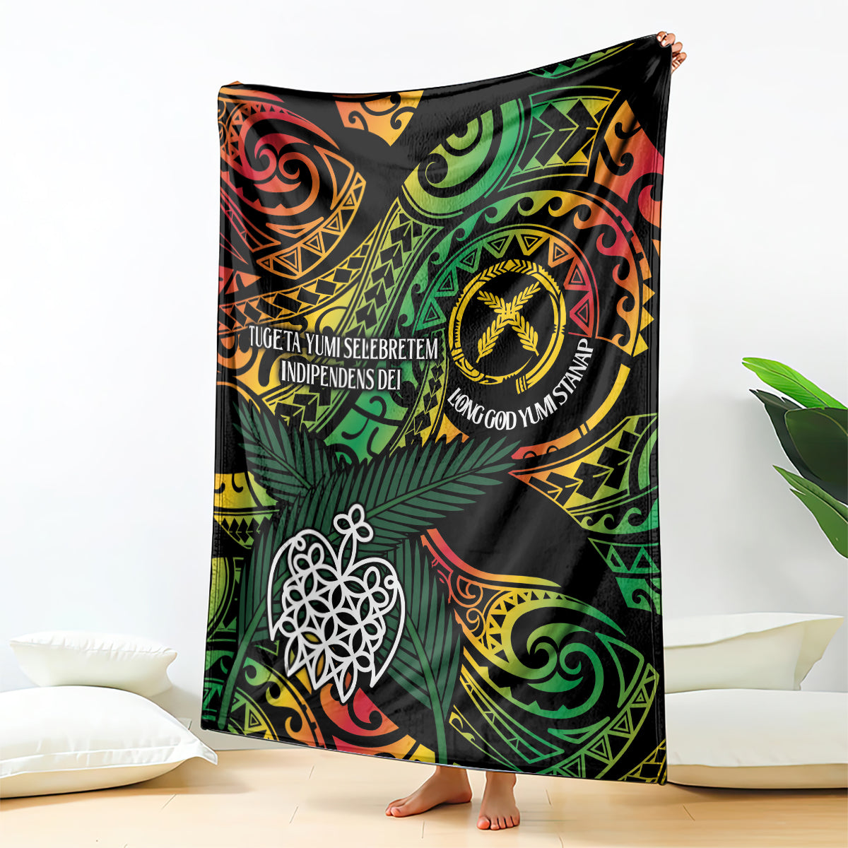Vanuatu Indipendens Dei Blanket Mix Traditional Sand Drawing