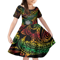Vanuatu Indipendens Dei Family Matching Long Sleeve Bodycon Dress and Hawaiian Shirt Mix Traditional Sand Drawing LT7 Daughter's Dress Colorful - Polynesian Pride